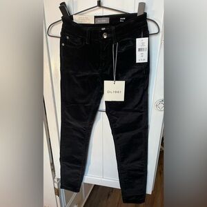 NWT DL1961 Chloe Skinny Limousine Black Velvet Pants Size 10